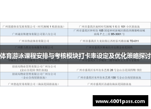体育游泳课程安排与考核模块打卡率设定及优化策略探讨